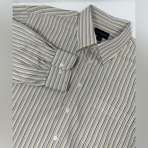 Scott Barber Shirt Men Sz 2XL Orange Blue Stripe Long Sleeve Cotton Button Down